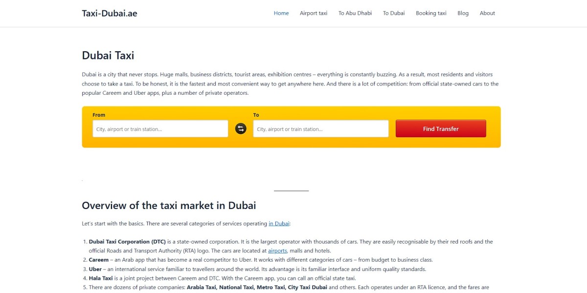 Reliable Taxi and Transfer Services in Dubai