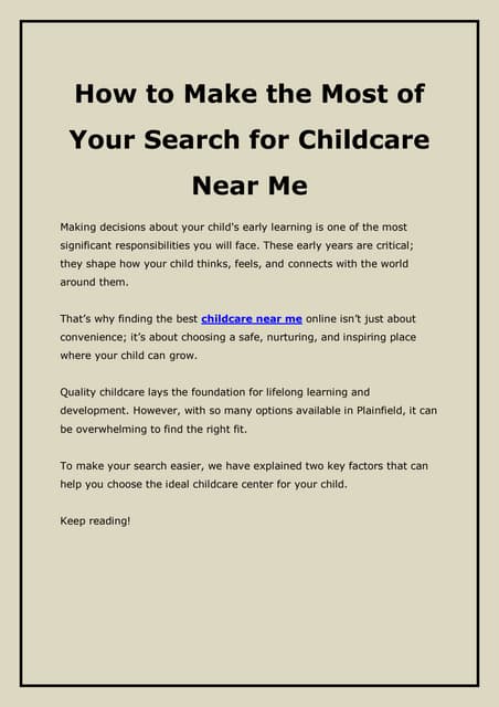 How to Make the Most of Your Search for Childcare Near Me
