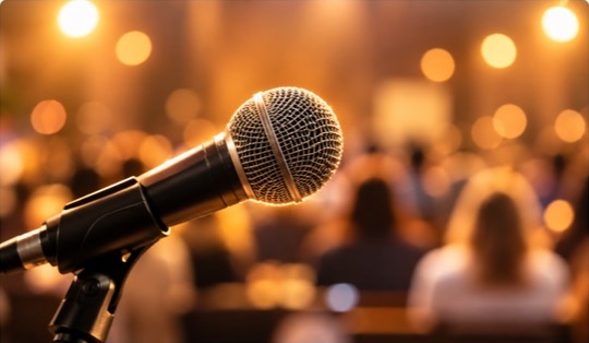 A microphone ready for a ministry gathering